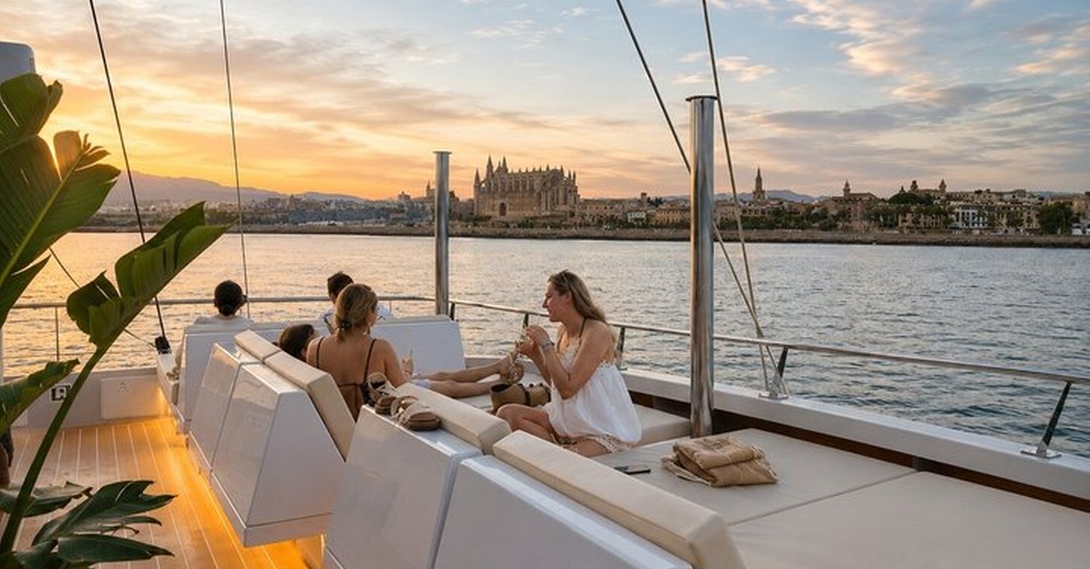 Excursión en catamarán al atardecer en Mallorca