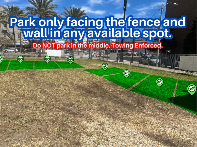 Parking at 1400 Canal St. Lot