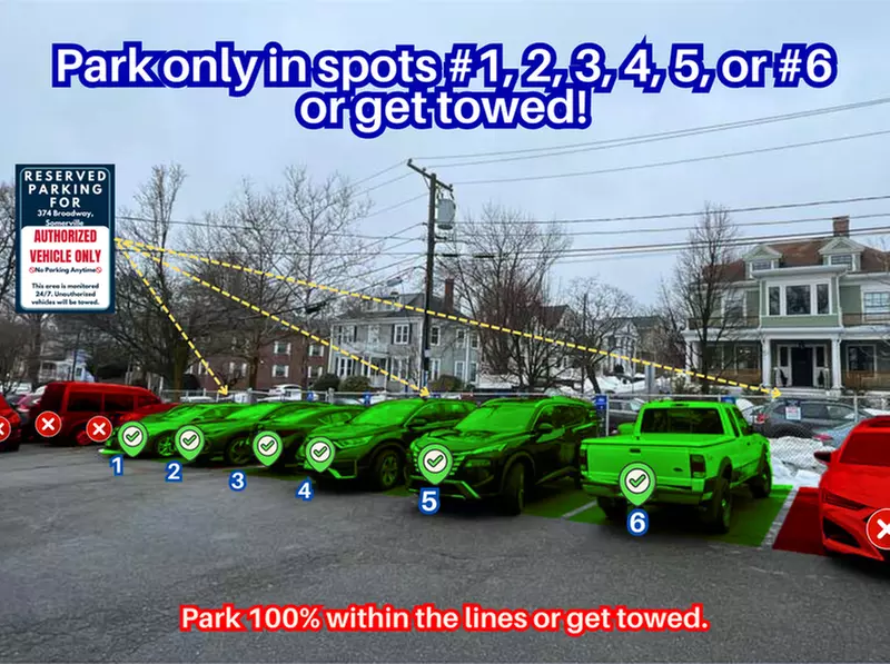 Parking at 165 Sycamore St. (374 Broadway) - Spots #1, #2, #3, #4, ...