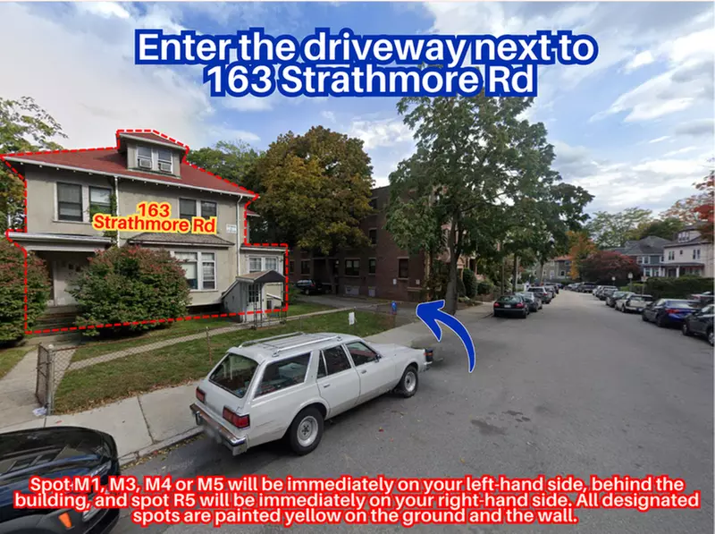 Parking at 163 Strathmore Rd. - Spots M1, M3, M4, M5 or R5 Only