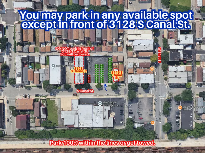 Parking at 3120 S. Canal St. Lot