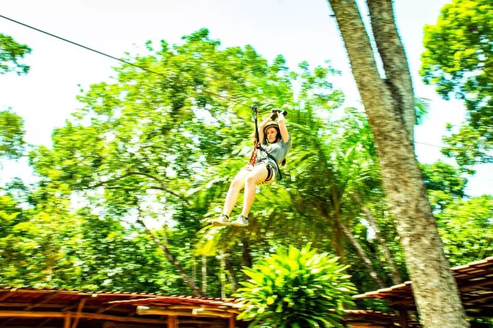Amazing Experience ATV (shared), Zipline and Cenote + Round Transpo...