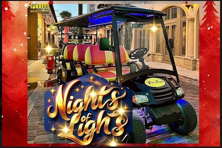 St Augustine Nights of Lights Tour on Premium Electric Cart