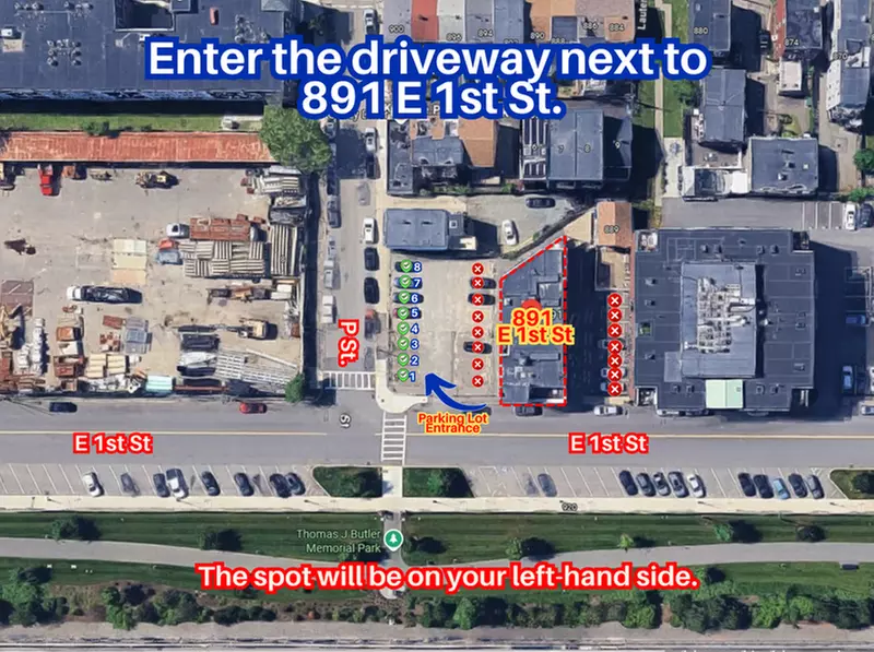 Parking at 891 E. 1st St. Lot - Spots #1, 2, 3, 4, 5, 6, 7 or #8 Only