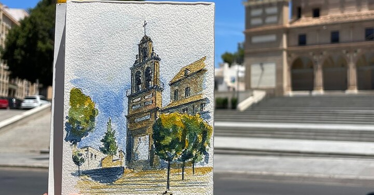 Recorrido y dibujo con acuarela en Málaga para principiantes