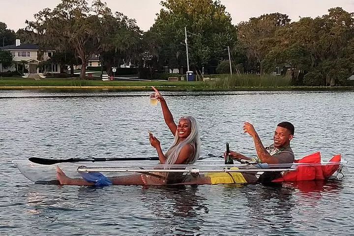 Date Night LED Glow Clear Kayak or Paddleboard & Champagne
