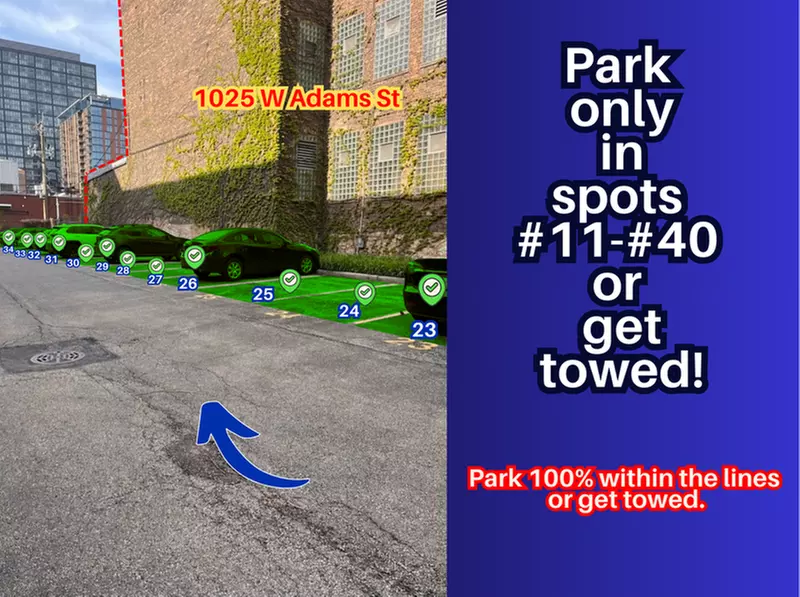 Parking at 1025 W Adams St. - Spots #11 - 40 Only