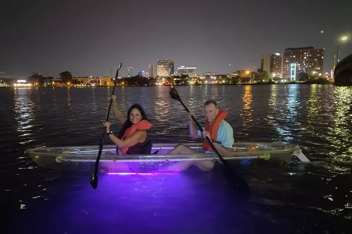 Date Night LED Glow Clear Kayak or Paddleboard & Champagne