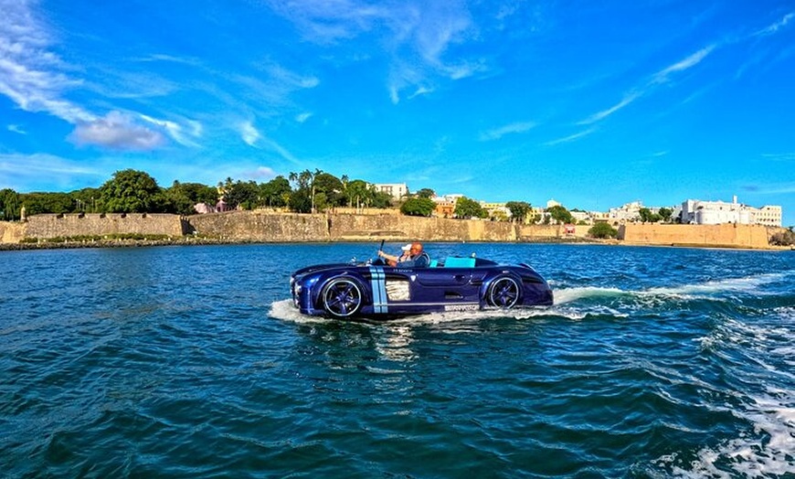 Image 2: San Juan Watersports Car Rental Blue Mercedes Classic