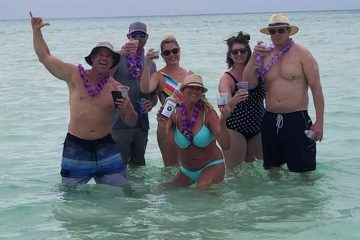 Key West Tiki Bar Boat to Popular Sand Bar with Turquoise Waters