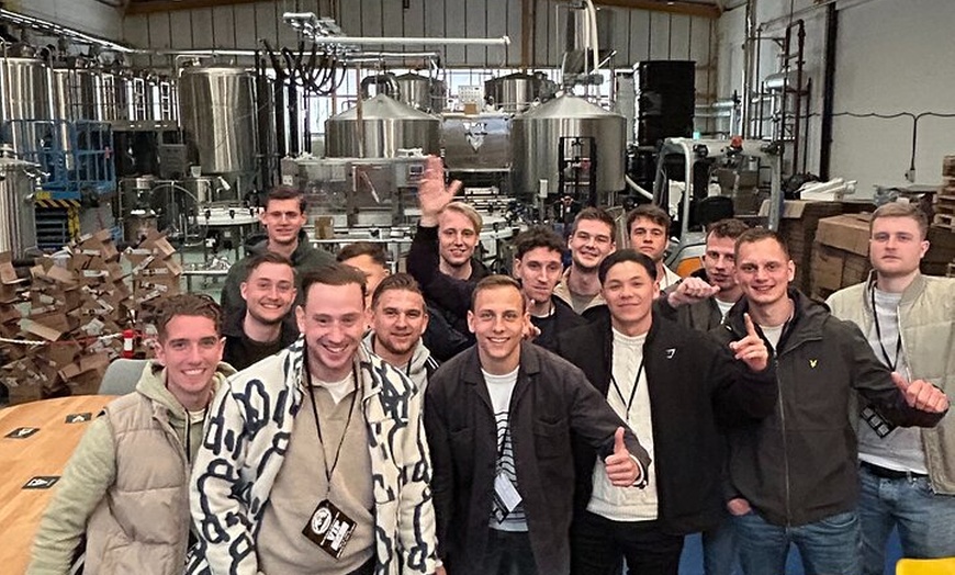 Image 18: Brewery bus tour, 4 breweries, 12 beers, 1 pizza, 1 bus