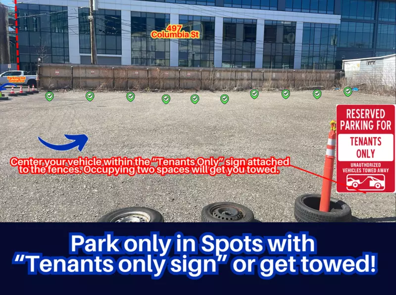 Parking at 490 Columbia St. Lot