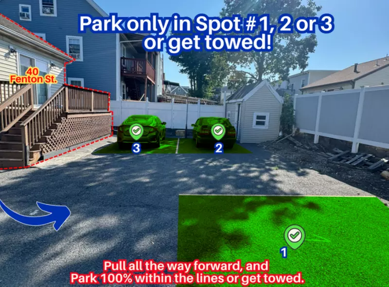 Parking at 40 Fenton St. Lot - Spots #1, 2 or 3