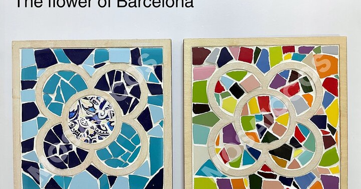 Taller guiado de mosaico panot Flor de Barcelona en Barcelona