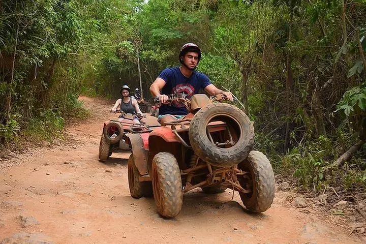 Amazing Experience ATV (shared), Zipline and Cenote + Round Transpo...