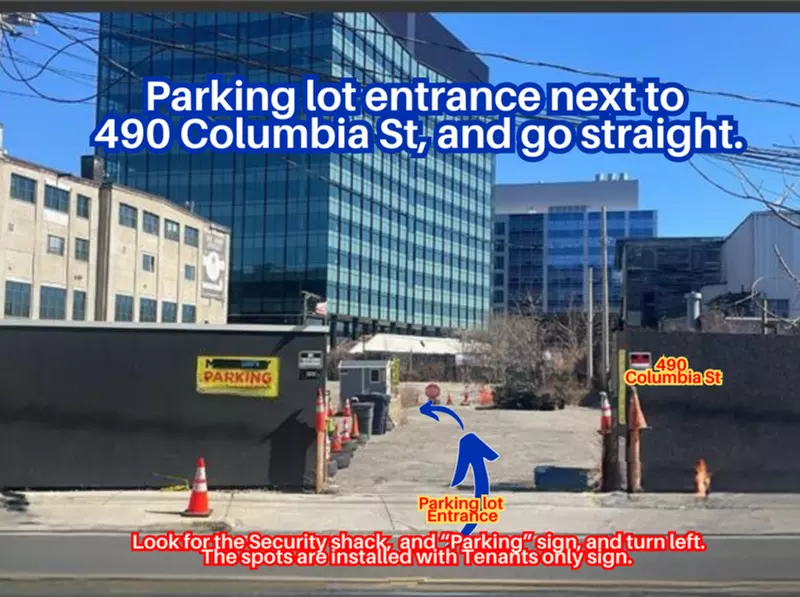 Parking at 490 Columbia St. Lot