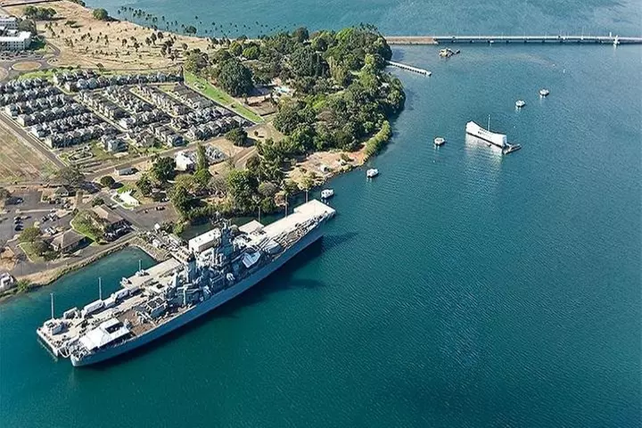 Battleships of WWII at Pearl Harbor from Maui - Primary Image