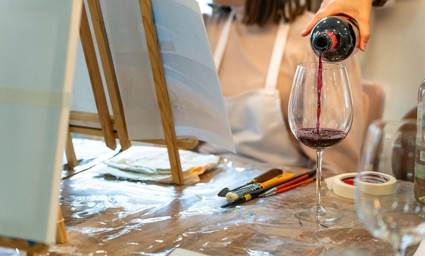 Image 6: Mystery Paint and Sip Night at a Trendy Wine Bar in Atlanta