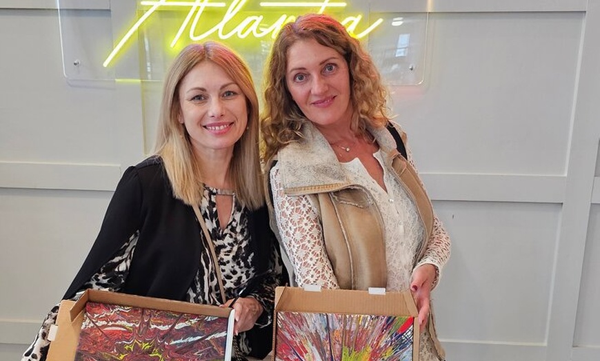 Image 7: Atlanta Art Fun: Create a Pour Bear & Canvas Combo