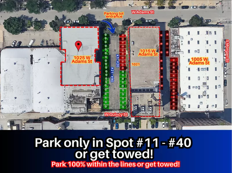 Parking at 1025 W Adams St. - Spots #11 - 40 Only
