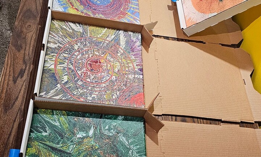 Image 9: Atlanta Art Fun: Create a Pour Bear & Canvas Combo