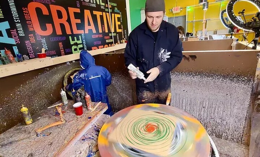 Image 6: Atlanta Art Fun: Create a Pour Bear & Canvas Combo