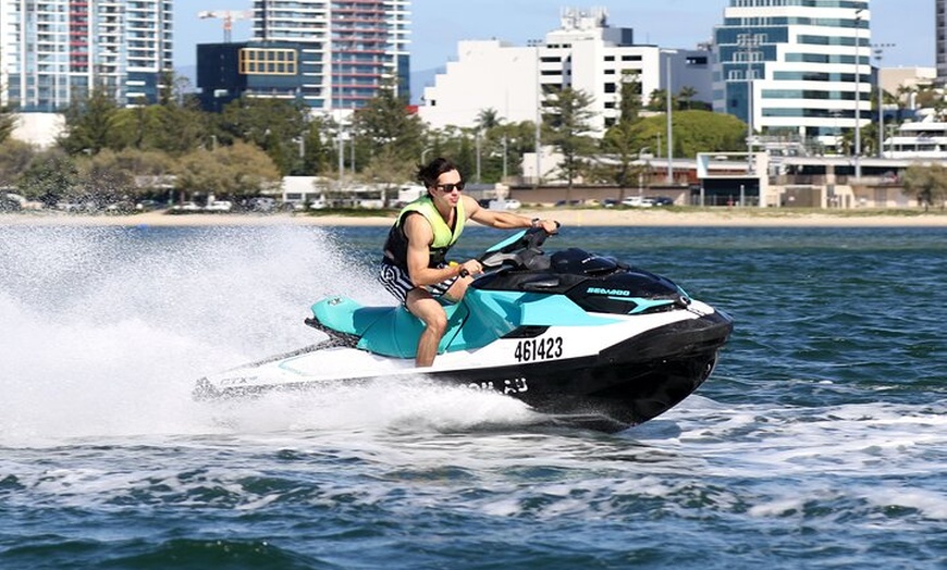Image 1: 1.5 hr Jet Ski Safari tour to South Stradbroke Island!