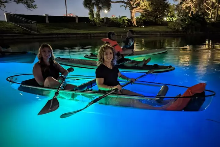 Date Night LED Glow Clear Kayak or Paddleboard & Champagne