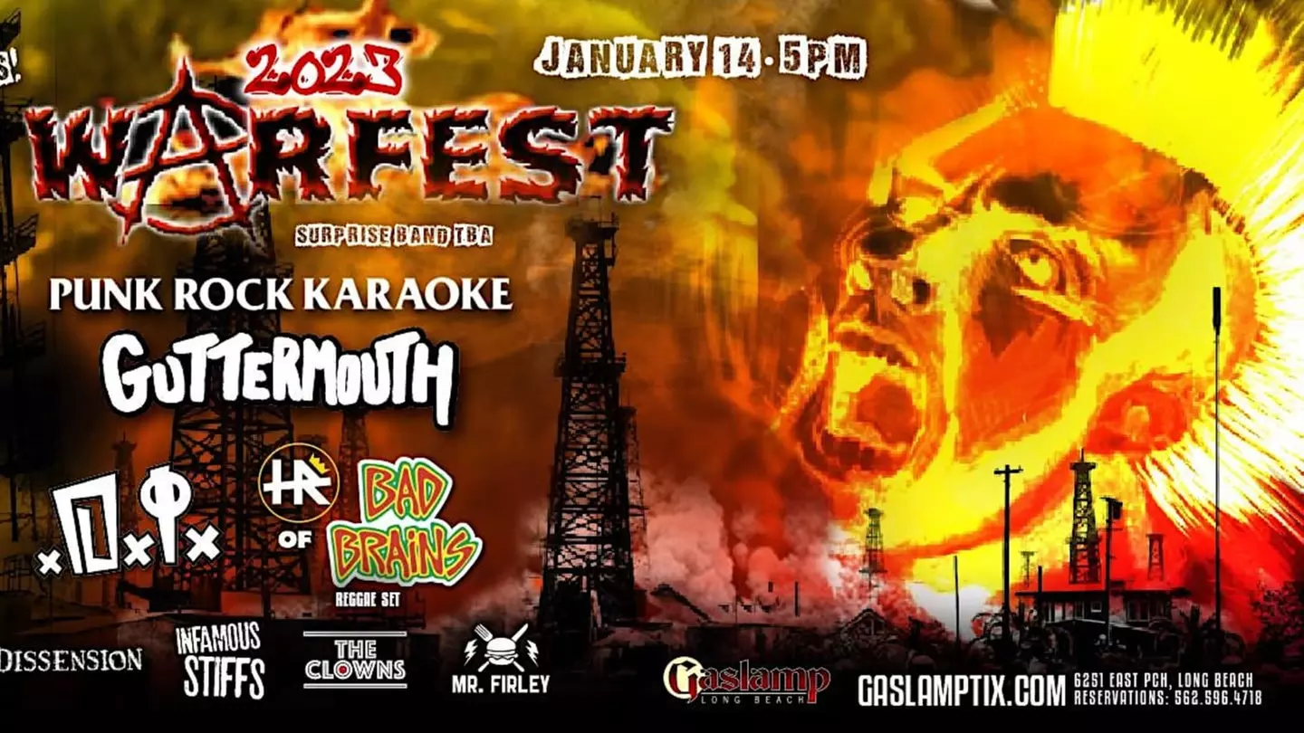 Warfest 2023 ft Punk Rock Karaoke, Guttermouth, DI and HR of Bad Brains - Saturday, Jan 14, 2023 / 5:00pm - Primary Image