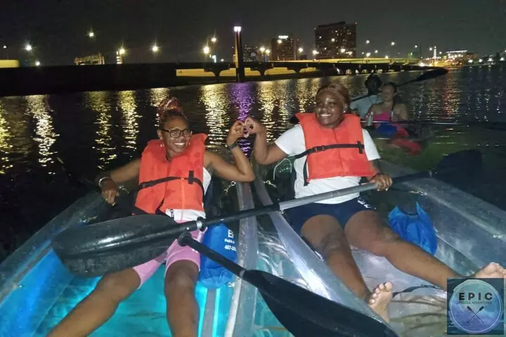 Date Night LED Glow Clear Kayak or Paddleboard & Champagne