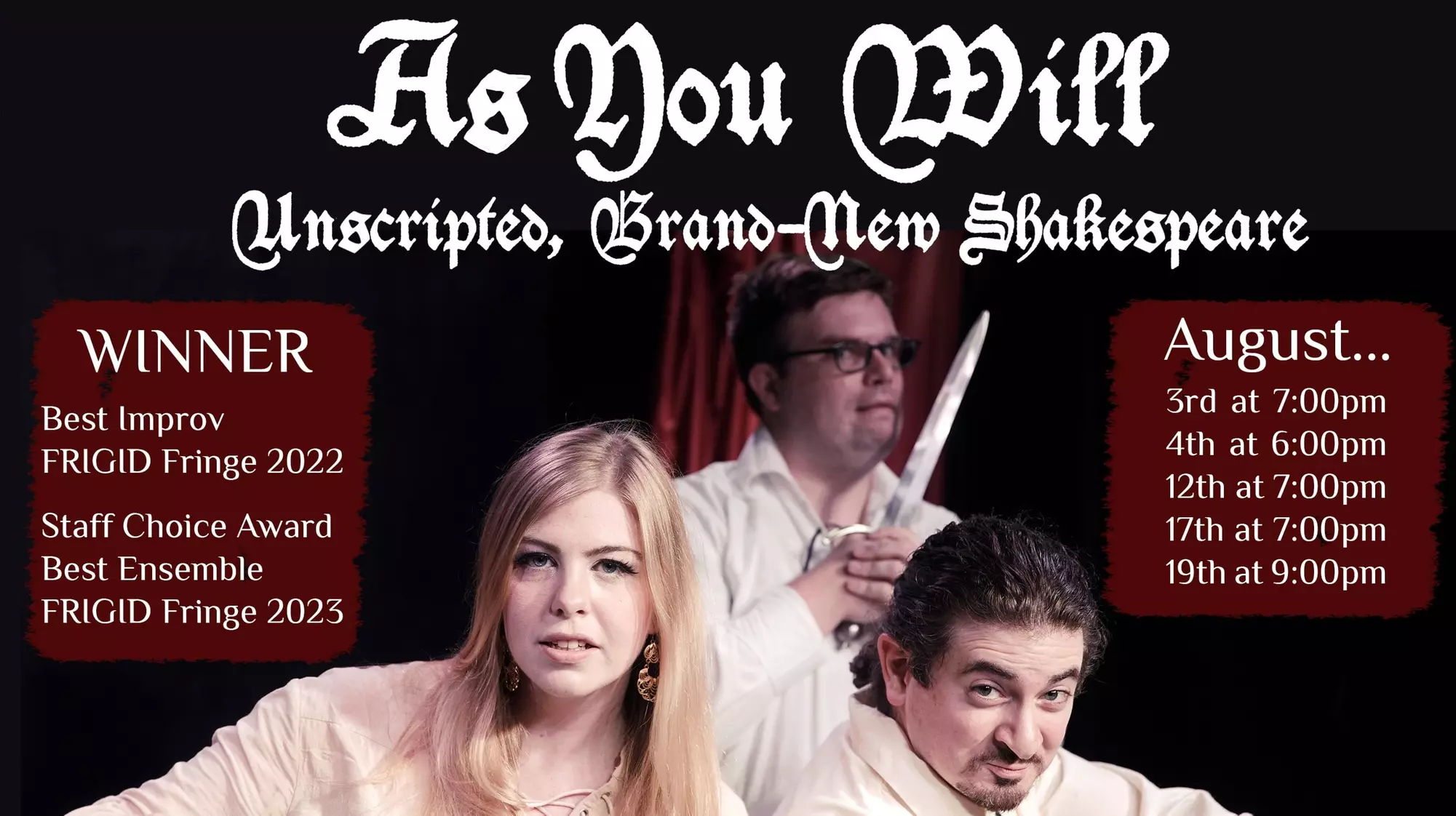 As You Will: Little Shakespeare Festival - Saturday, Aug 19, 2023 / 9:00pm - Primary Image