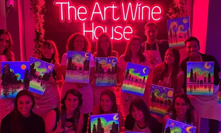 Image 6: Paint a neon fluorescent picture while drinking unlimited wine