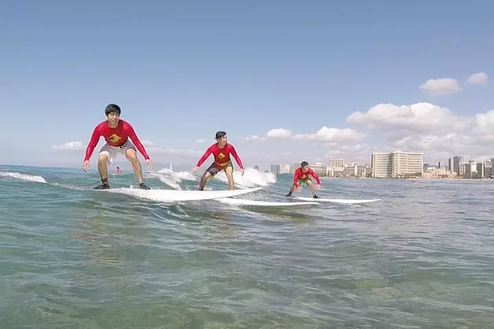 Exclusive Group Surfing Lesson with Waikiki Courtesy Shuttle