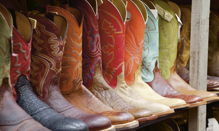 Line of cowboy boots in Austin, Texas