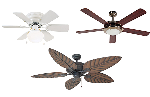 ceilign fans with various lights and blade styles