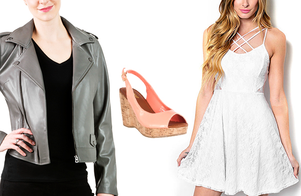 criss cross dress leather jacket wedges