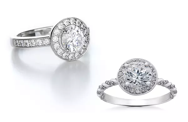 Natural diamond and lab-grown diamond halo rings