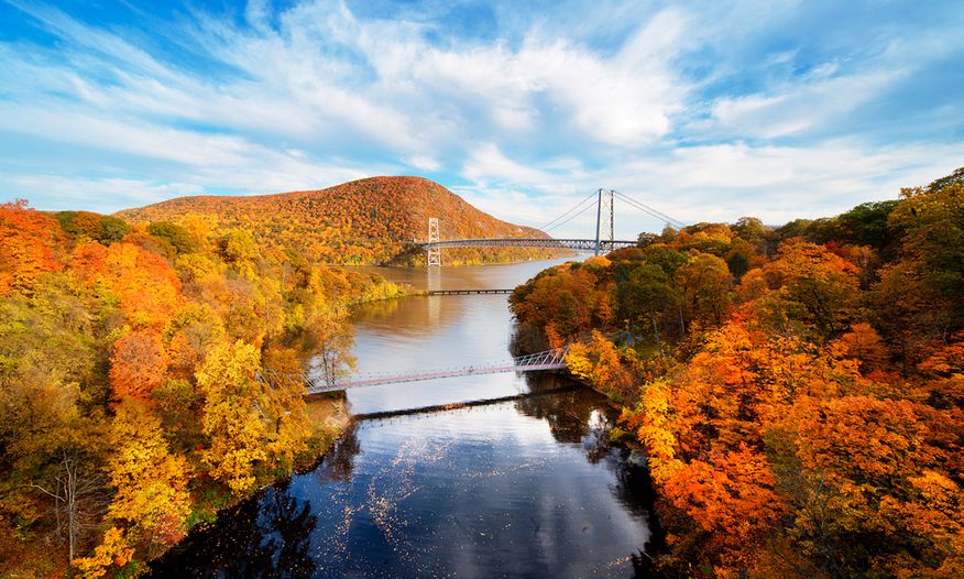 Autumn view of the Hudson River Valley