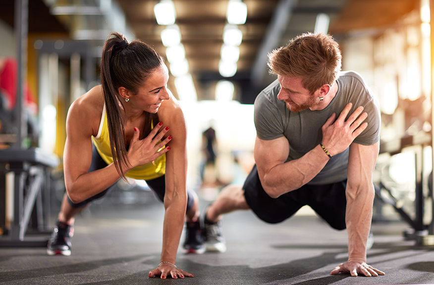 woman and man training together 