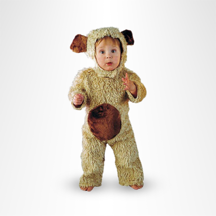 Toddler in bear costume