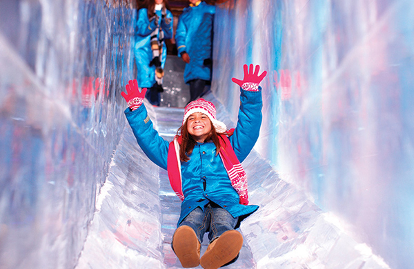 Child on ice slide