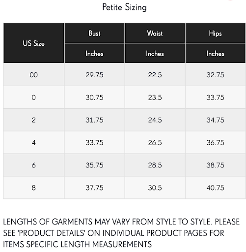 Pretty Little Thing Size Guide