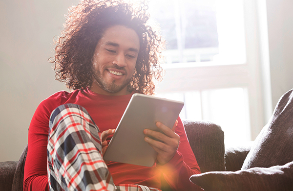 Man shopping from home online on black friday