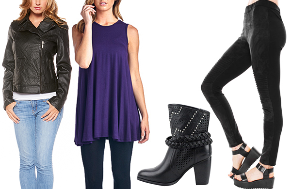 oversized tank moto leggings booties biker jacket