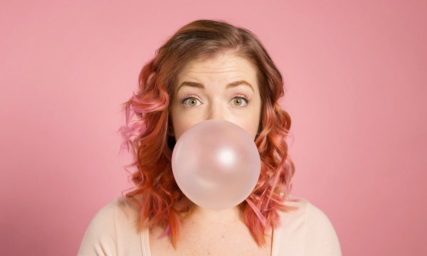 groupon beauty editor with pink hair