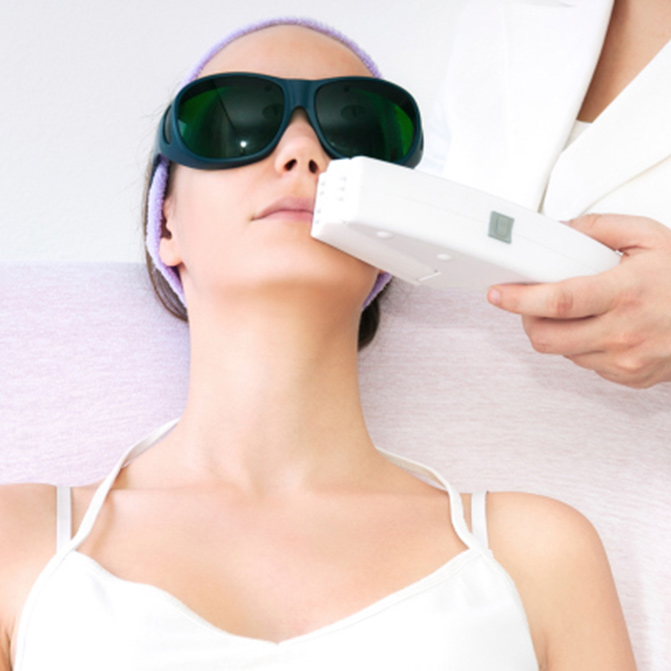 woman getting a laser skin resurfacing treatment 