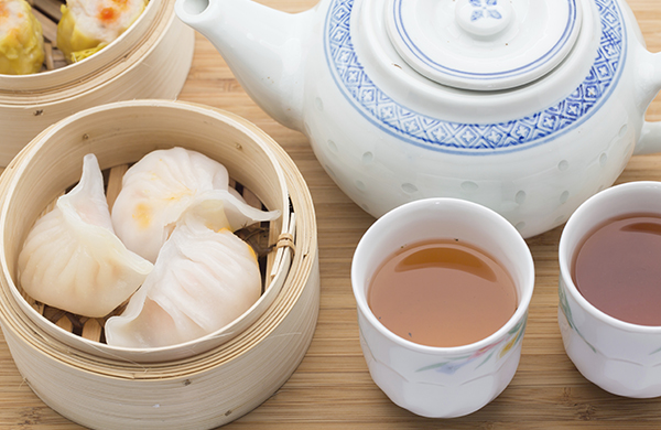 dim sum bamboo steamed dumplings bao with tea jpg