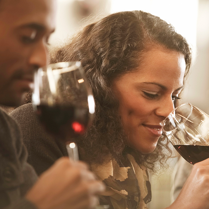 Couple at a wine tasting