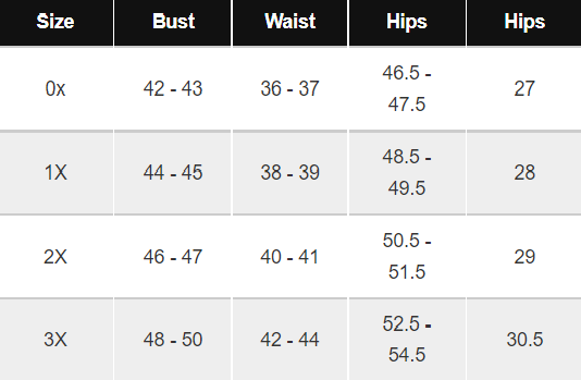 Sizing Chart - Tops