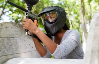 Woman playing paintball